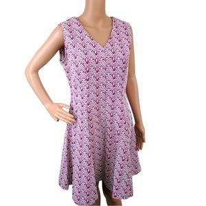 Vintage 60s Red Blue Stripe with White Design Dress 
Sleeveless M